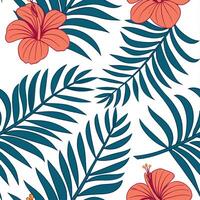 Tropical summer seamless pattern with exotic flowers and vivid tropical foliage for an adventurous design concept as Exotic summer flower pattern with tropical flowers and vivid fo Dynamics vector