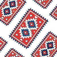 Turkish kilim patterns and vibrant colors seamless tile pattern with rich reds and blues for cultural decor concept as Rich red and blue Turkish kilim patterns arranged seamlessly Dynamics vector