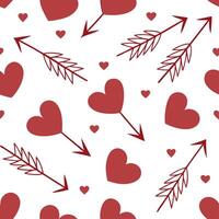 Valentine hearts and arrows seamless tile pattern with vibrant reds and elegant designs for romantic decor concept as Vibrant red hearts and elegant arrows arranged seamlessly for Dynamics vector