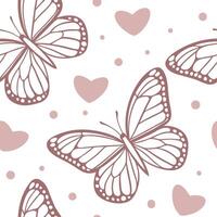 Valentine hearts and butterflies seamless tile pattern with delicate wings and romantic colors for charming decor concept as Delicate butterfly wings and romantic hearts arranged s Dynamics vector