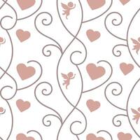 Valentine hearts and cupids seamless tile pattern with playful elements and bright pink tones for cheerful decor concept as Playful hearts and cupids with bright pink tones arrange Dynamics vector
