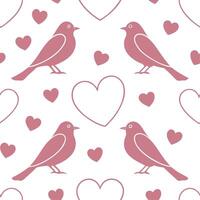 Valentine hearts and lovebirds seamless tile pattern with romantic elements and soft pink tones for charming decor concept as Romantic lovebirds and soft pink hearts arranged seaml Dynamics Set 2 vector