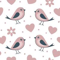 Valentine hearts and love birds seamless tile pattern with romantic symbols and soft pastel hues for elegant decor concept as Romantic love birds and soft pastel hearts arranged se Dynamics Set 2 vector