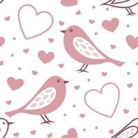 Valentine hearts and love birds seamless tile pattern with romantic symbols and soft pastel hues for elegant decor concept as Romantic love birds and soft pastel hearts arranged se Dynamics Set 4 vector