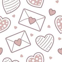 Valentine hearts and love letters seamless tile pattern with romantic scripts and pastel hues for elegant decor concept as Romantic script love letters and pastel hearts arranged s Dynamics vector