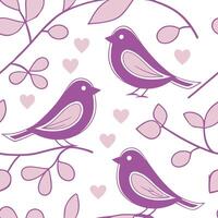 Valentine hearts and lovebirds seamless tile pattern with romantic elements and soft pink tones for charming decor concept as Romantic lovebirds and soft pink hearts arranged seaml Dynamics Set 3 vector