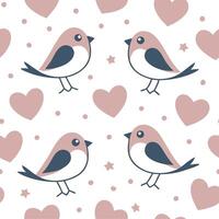 Valentine hearts and lovebirds seamless tile pattern with romantic elements and soft pink tones for charming decor concept as Romantic lovebirds and soft pink hearts arranged seaml Dynamics vector