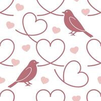 Valentine hearts and lovebirds seamless tile pattern with romantic elements and soft pink tones for charming decor concept as Romantic lovebirds and soft pink hearts arranged seaml Dynamics Set 4 vector