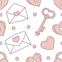 Valentine hearts and love letters seamless tile pattern with romantic scripts and pastel hues for elegant decor concept as Romantic script love letters and pastel hearts arranged s Dynamics Set 4 vector