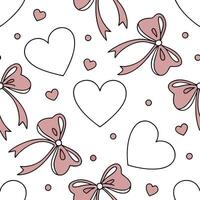 Valentine hearts and ribbons seamless tile pattern with decorative bows and love motifs for elegant decor concept as Decorative bows and love hearts arranged seamlessly with ribbon Dynamics Set 2 vector