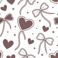 Valentine hearts and ribbons seamless tile pattern with decorative bows and love motifs for elegant decor concept as Decorative bows and love hearts arranged seamlessly with ribbon Dynamics Set 3 vector