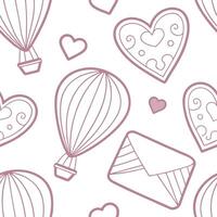 Valentine hearts and love letters seamless tile pattern with romantic scripts and pastel hues for elegant decor concept as Romantic script love letters and pastel hearts arranged s Dynamics Set 5 vector