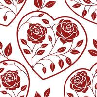 Valentine hearts and roses seamless tile pattern with romantic blooms and soft pink hues for elegant decor concept as Romantic rose blooms and soft pink hearts arranged seamlessly Dynamics vector