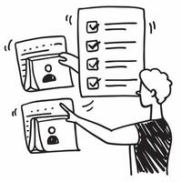 Vendor manager with feedback forms concept as A vendor managers profile blended with feedback forms symbolizing the collection of feedback in vendor evaluation Ideal for business Dynamics vector