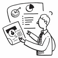 Vendor manager with evaluation reports concept as A vendor managers profile blended with evaluation reports symbolizing comprehensive vendor evaluation Ideal for business and vend Dynamics vector