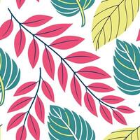 Vibrant spring leaves seamless pattern with bold shapes and bright shades for energetic spring designs concept as Energetic seamless spring leaves pattern featuring bold shapes and Dynamics vector