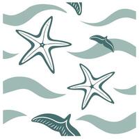 Vintage summer waves seamless pattern with muted ocean hues and distressed textures for a retro beach design concept as Retro summer wave pattern with muted ocean hues and distress Dynamics vector