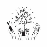Volunteer with tree planting event concept as A volunteers profile blended with tree planting event imagery symbolizing community effort and hope for reforestation Ideal for commu Dynamics vector