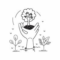 Volunteer with tree planting concept as A volunteers profile blended with tree planting imagery symbolizing hope and reforestation efforts to fight climate change Ideal for commun Dynamics vector