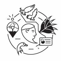 Wildlife biologist with endangered species concept as A wildlife biologists profile blended with endangered species symbolizing hope and conservation efforts to protect wildlife fr Dynamics vector