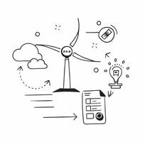 Wind turbine and IT infrastructure concept as A wind turbine paired with an IT infrastructure icon representing the use of renewable energy in supporting IT systems ideal for isola Dynamics vector