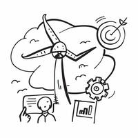 Wind turbine and IT consultant concept as A wind turbine paired with an IT consultant icon representing the integration of renewable energy in IT consulting services ideal for isol Dynamics vector