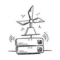 Wind turbine and network switch concept as A wind turbine paired with a network switch symbolizing the integration of wind energy in IT networking ideal for isolated designs Dynamics vector