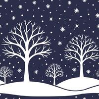 Winter nights seamless pattern with dark sky snowflakes and glowing trees for a mystical winter evening effect concept as Mystical winter night pattern with dark skies snowflakes a Dynamics vector