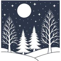 Winter nights seamless pattern with clear starry skies snow covered trees and soft moonlight for a peaceful winter night concept as Peaceful winter night pattern with clear starry Dynamics vector