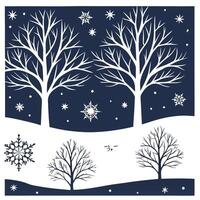 Winter nights seamless pattern with frosty trees soft snowflakes and quiet night skies for a calm reflective atmosphere concept as Calm winter night pattern with frosty trees soft Dynamics Set 2 vector