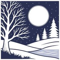 Winter nights seamless pattern with glowing stars icy lakes and frosty branches for a cool winter night atmosphere concept as Cool winter night pattern with glowing stars icy lakes Dynamics vector