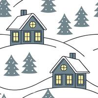 Winter nights seamless pattern with snowy hills distant mountains and sparkling stars for a peaceful remote winter landscape concept as Remote winter night pattern with snowy hills Dynamics vector