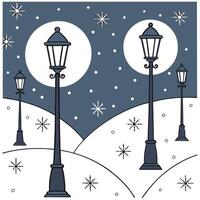 Winter nights seamless pattern with snowy hills distant mountains and sparkling stars for a peaceful remote winter landscape concept as Remote winter night pattern with snowy hills Dynamics Set 4 vector