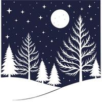 Winter nights seamless pattern with starry skies snow covered trees and soft moonlight for a peaceful tranquil atmosphere concept as Serene winter night pattern with starry skies s Dynamics vector