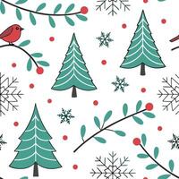 Winter seamless pattern with festive trees snowflakes and holiday lights for a joyful holiday atmosphere concept as Joyful holiday winter pattern with festive trees snowflakes and Dynamics vector