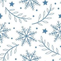Winter seamless pattern with frosty blue snowflakes shimmering ice crystals and delicate winter branches for a magical winter look concept as Magical winter pattern with frosty blu Dynamics vector