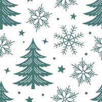 Winter seamless pattern with evergreen trees snowflakes and frosty textures for a traditional winter look concept as Traditional winter pattern with evergreen trees snowflakes and Dynamics vector