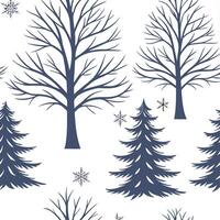 Winter snow seamless pattern with snow covered trees frosty branches and sparkling snowflakes for a magical winter look concept as Magical winter snow pattern with snow covered tre Dynamics Set 3 vector