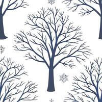 Winter trees seamless pattern with frozen branches snowflakes and icy textures for a cold dramatic winter landscape concept as Frozen winter trees pattern with icy branches and sno Dynamics vector