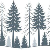 Winter trees seamless pattern with tall pine trees and light snow for a serene winter forest scene concept as Serene winter trees pattern with pine trees and light snow ideal for a Dynamics Set 3 vector