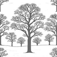 Winter trees seamless pattern with towering oak trees and light snow for a majestic winter woodland design concept as Majestic winter trees pattern with towering oak trees and ligh Dynamics vector
