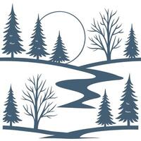 Winter whites seamless pattern with icy lakes snow covered hills and starry skies for a frosty winter night effect concept as Frosty winter night pattern with icy lakes snow covere Dynamics vector