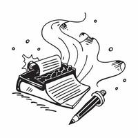 Writer double exposure with typewriter concept as A writers profile merged with a typewriter representing literary responsibility and creativity Perfect for writing and publishing Dynamics vector