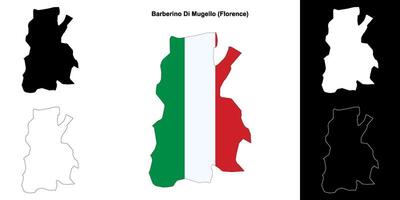 Barberino Di Mugello, Tuscany outline map set vector