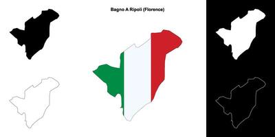 Bagno A Ripoli, Tuscany outline map set vector