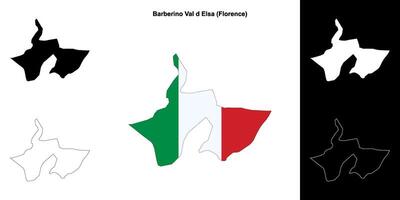 Barberino Val d Elsa, Tuscany outline map set vector