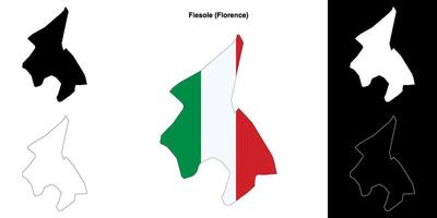 Fiesole, Tuscany outline map set vector