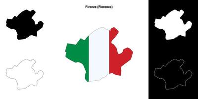 Firenze, Tuscany outline map set vector