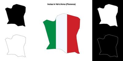 Incisa in Val d Arno, Tuscany outline map set vector