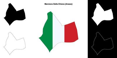 Marciano Della Chiana, Tuscany outline map set vector